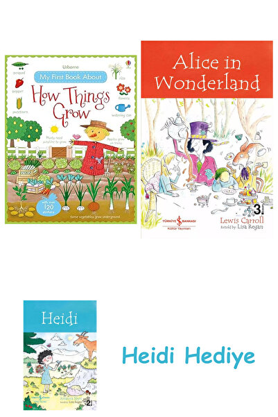 Bloomsbury USB - كتابي الأول عن كيفية نمو الأشياء كتاب الملصقات + أليس في بلاد العجائب + هايدي