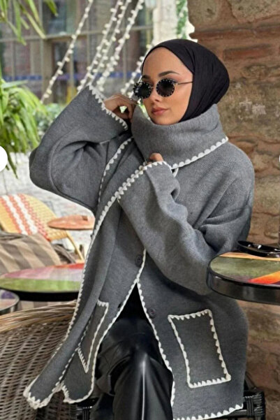 H&E LUXURY DESIGN Women's Shepherd Stitch Detailed Soft Textured Poncho