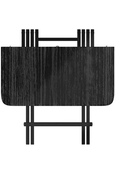 Taimi Folding Dining Table 120x60x74cm with Wooden Top & Metal Legs, Portable Table with a Modern Black