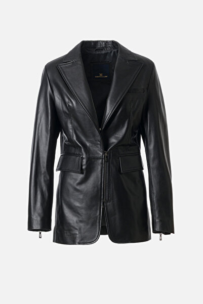 Dericlub Kiera Women's Genuine Leather Jacket Black