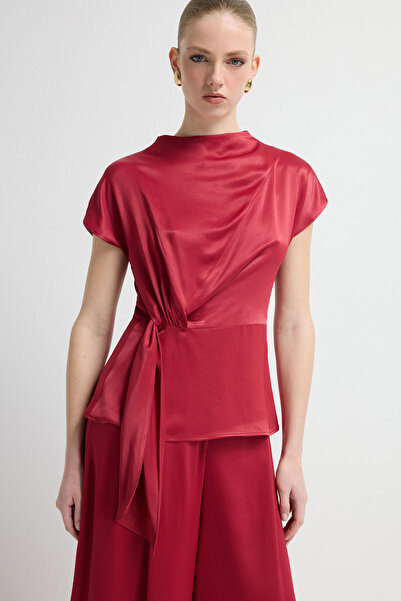 adL Bağlama Detaylı Dik Yaka Bluz