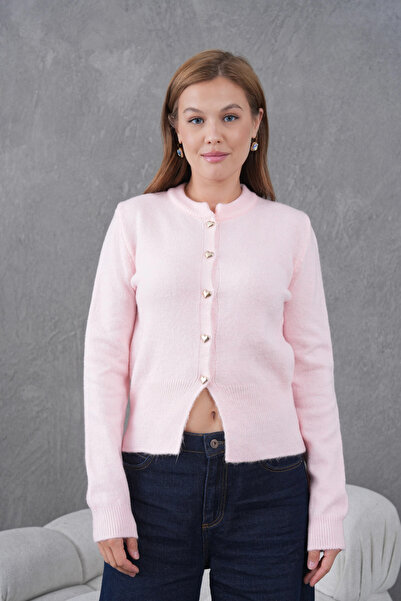 Park Karon Women's Crew Neck Button Detailed Knitwear Cardigan