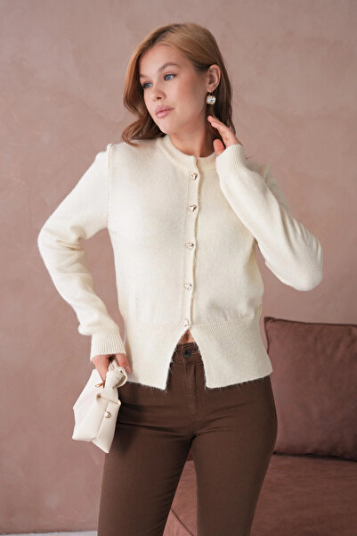 Park Karon Women's Crew Neck Button Detailed Knitwear Cardigan