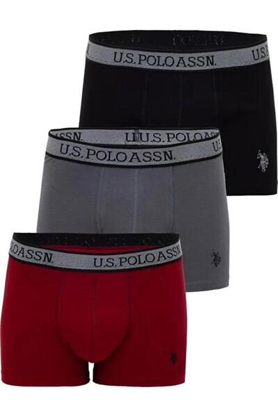 U.S. Polo Assn. 3-Pack Men's Boxers, Black Burgundy Anthracite Men's Boxers 95% Cotton/5% Elastane