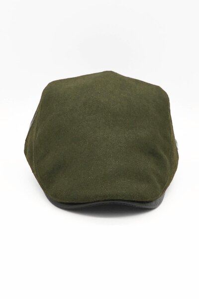 Külah Men's Hat Woolen Textured Sports Cap with Leather Accessories