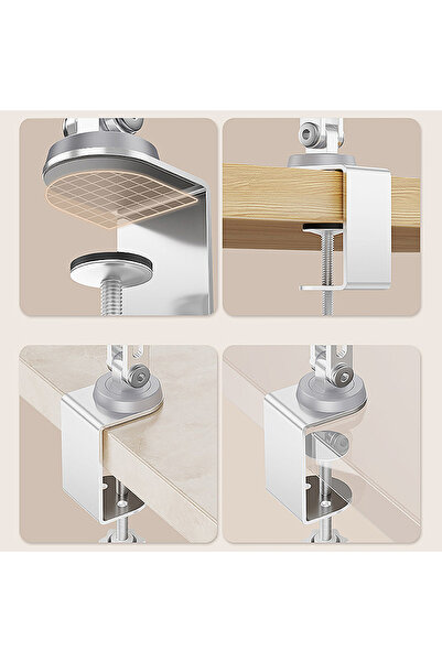 OEM Professional universal metal phone holder, 2-segment mechanical arm, 360° rotation, White