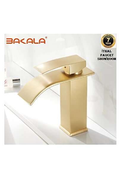 OEM صنبور حوض الحمام بلون ذهبي غير لامع طراز شلال مع ضمان لمدة 7 سنوات مستورد