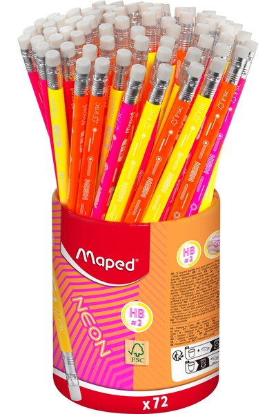 Maped HB eraser pencil, Maped, Black Peps, neon, 72 pcs/set