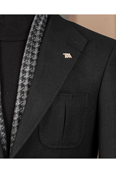 TerziAdemAltun Italian Style S Slim Fit Peaked Lapel Men's Single Jacket Black T14905