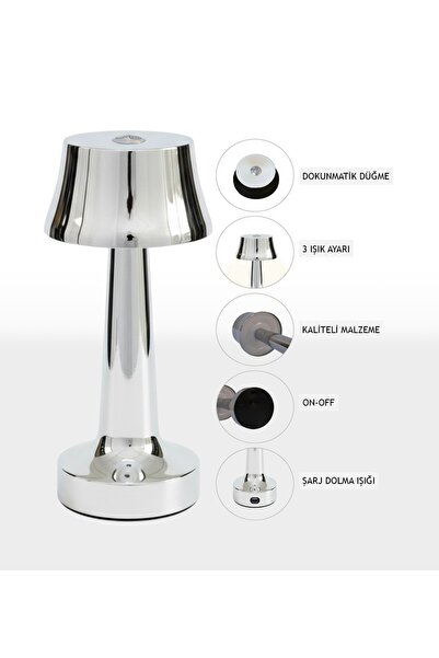 ZENLİGHT Metal Dokunmatik Şarjlı Masa Lambası