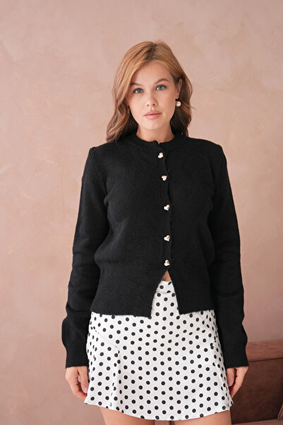 Park Karon Women's Crew Neck Button Detailed Knitwear Cardigan