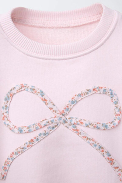 My Kids Wear Girl's Bow Detailed Floral Patterned Tights 3 Thread Set Without Ribbing 2-6 Years Old 12321