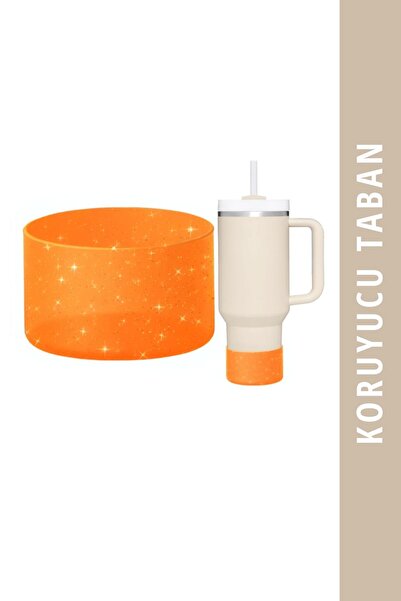 Mamastuff Koruyucu Silikon Altlık Taban - Koyu Turuncu Silver Simli