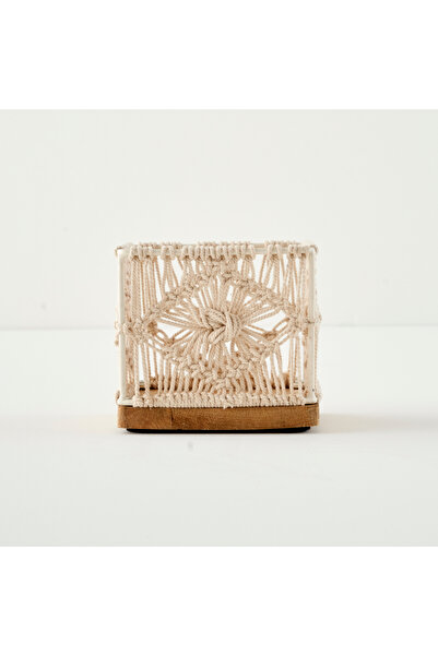 Bella Maison سلة مكرامية زخرفية من سييرا، لون كريمي (13×13×12 سم)