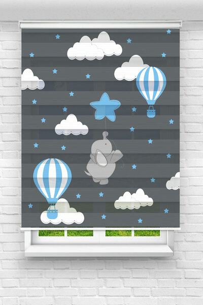 Perdecizade (ENXBOY)UÇAN FİL DİJİTAL BASKILI ZEBRA PERDE-COCUK ODASI-STOR PERDE