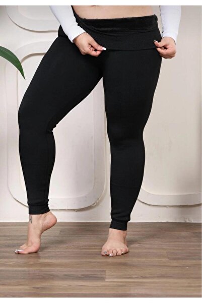BELLİZZİ Large Size Thick Winter Plush Inside t Shaping / Sculpting Thermal Leggings (Suitable for Weight up to 150 Kilograms)