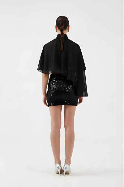 HOLLY LOLLY Sequined Mini Harley Skirt Black