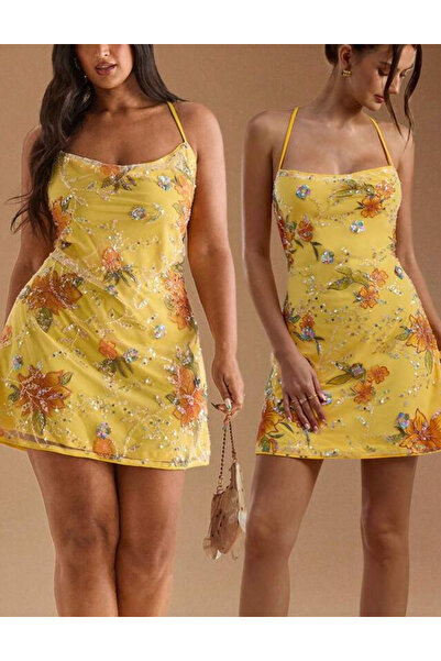 Sheya Rochie mini Shein Curve+, galben