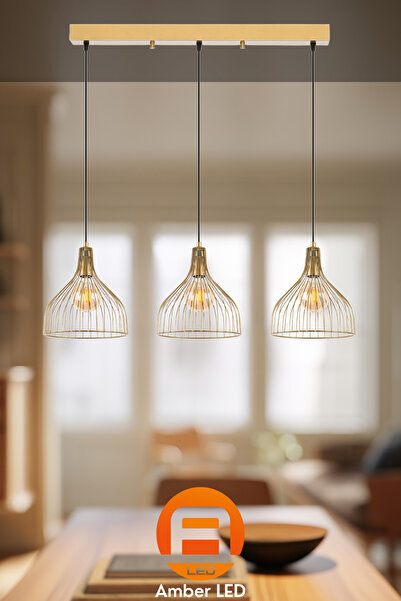 AmberLED Modern Metal Gövdeli Avize, Salon ve Mutfak İçin E27 Uyumlu