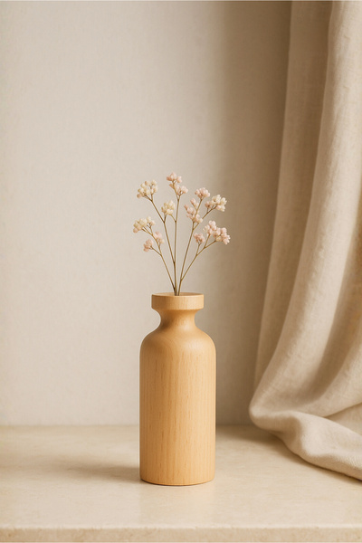 HOMİNG Nordic Style Minimalist Wooden Vase Flower Holder 15 cm 242369