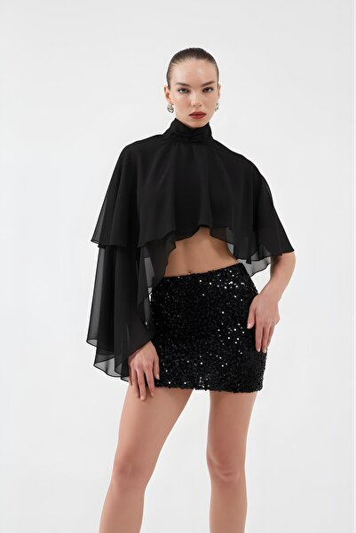 HOLLY LOLLY Sequined Mini Harley Skirt Black