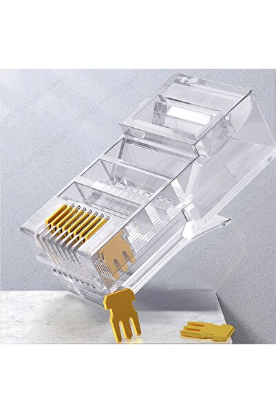 ALFATEC موصل CAT6 RJ45 EZ من الجيل الجديد ذو الثقوب - عبوة من 100 قطعة - توصي...