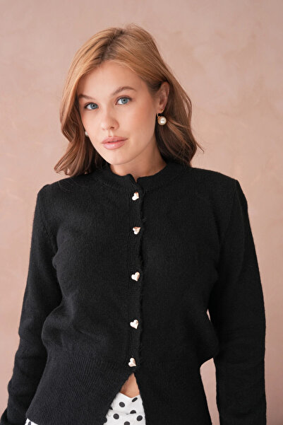 Park Karon Women's Crew Neck Button Detailed Knitwear Cardigan