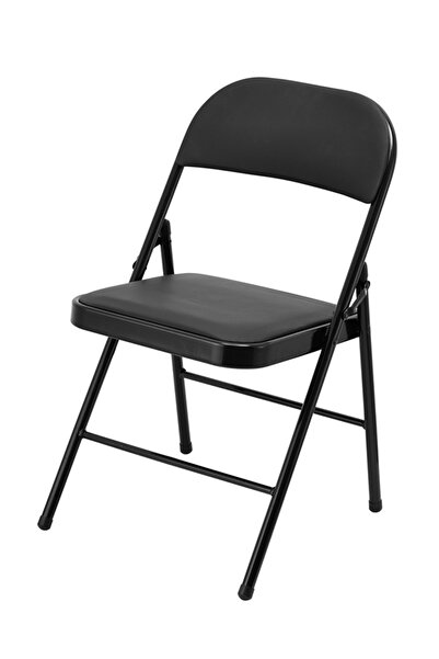 Lawazim كرسي مبطن قابل للطي أسود 45×46×80 سم - مقعد قابل للطي بدعامة مزدوجة