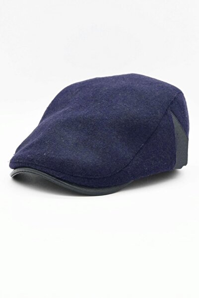 Külah Men's Hat Woolen Textured Sports Cap with Leather Accessories