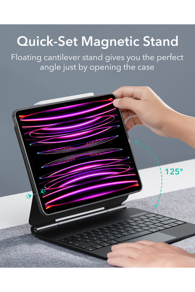 ESR iPad Pro 12.9 Inch (3Rd/4Th/5Th/6Th Generation) Nesil – 2018/2020/2021/2022) Rebound Magnetic 360 Keyboard Case