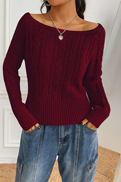 Sea Style Saç Örgü Dokulu Fit Triko Kazak