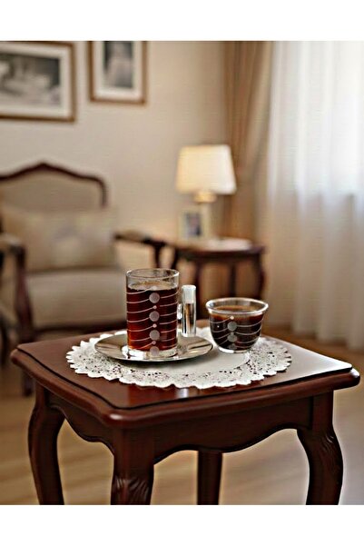 DECOSTYLE 18 Piece Modern Glass Tea Set with Steel Plate |   Premium Hospitality Luxury Presentation Set