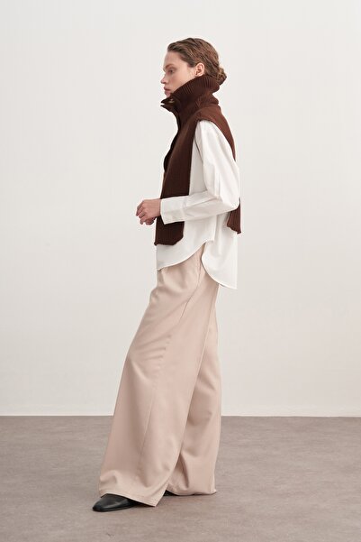 EBU Prive Дамски плетен кардиган с копчета, кафе