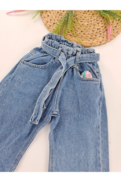 Butik Girls' Jeans Elastic Waist Adjustable Waist Soft Textured