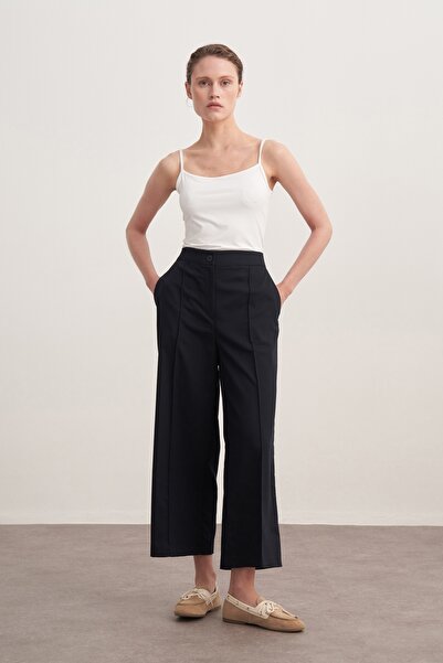 EBU Prive Women's Gabardine Culotte Pants Navy Blue