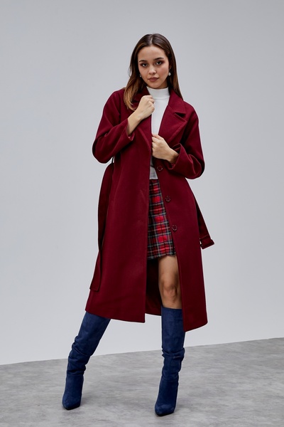 Bolivente Bordo Premium Oversized Belted Cashmere Coat