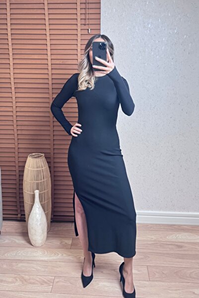 Mucios Parmak Geçmeli Bisiklet Yaka Elbise