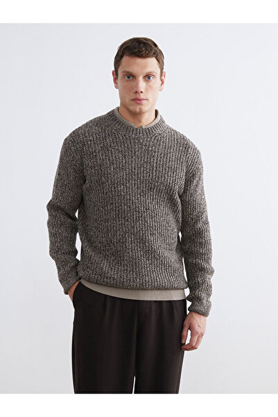 LC Waikiki Brown Crew Neck Men's Knitwear Sweater