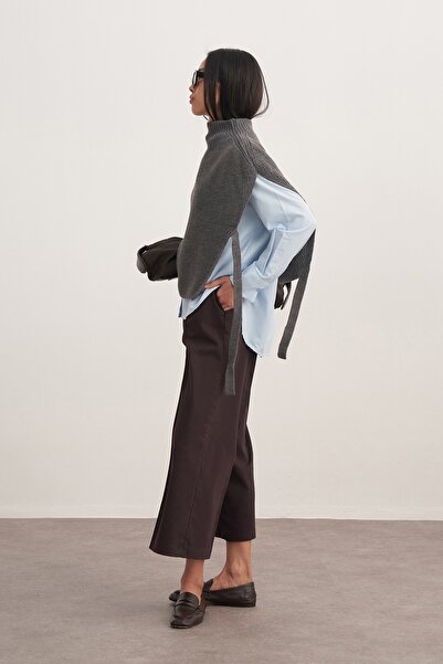 EBU Prive Γυναικείο παντελόνι Gabardine Culotte καφέ