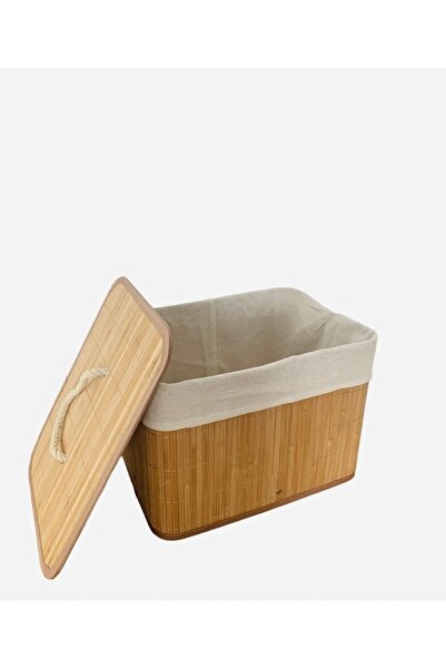 morponi Coș pliabil multifuncțional din bambus cu capac 35*25*25 cm (Ykt)