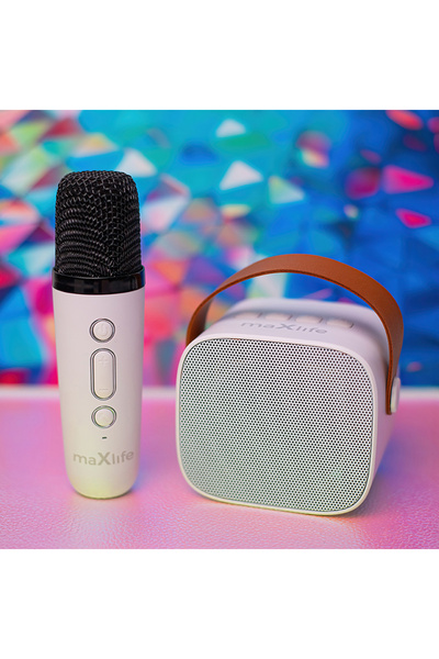 KlaussTech MINI BOXA KARAOKE CU MICROFON WIRELESS - ALB