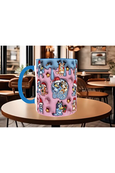 Mugs and love Bluey ve bingo yılbaşı partisi baskı kaliteli porselen kupa