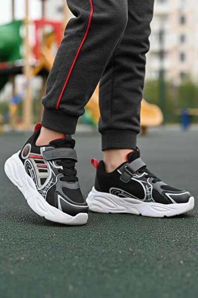 Slazenger Black Red Velcro Boys' Sports Shoes Kelsy F