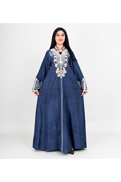 IKKXA Winter Asian Neckline Front Embroidery Jalabiya