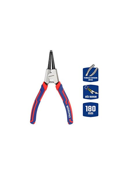 Workpro WP231150 180MM Cr-V Düz Yaylı Profesyonel Dış Segman Pensesi