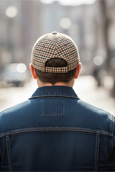 Takı Dükkanı Men's Houndstooth Pattern Thick Fabric Lined Cap Hat Cp240