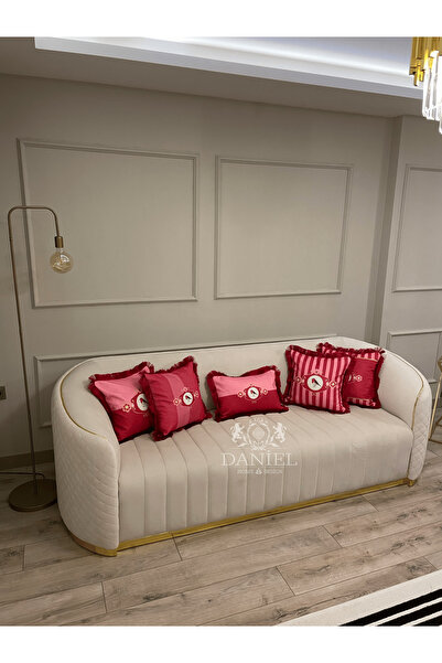 Daniel Home Design Premium |   Love Birds Pink Series Tasseled 5-Piece Throw Pillow Cover Set