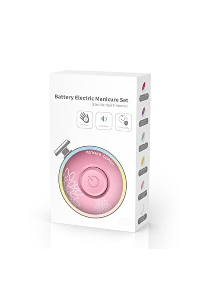 PriStyle Ηλεκτρικό σετ λίμα νυχιών με 6 κεφαλές, ανοιχτό ροζ, για μωρά και πα...