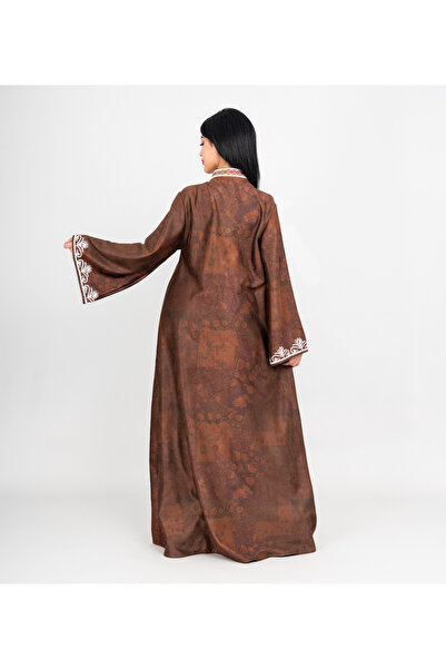 IKKXA Winter Front Embroidery Asian Neckline Jalabiya