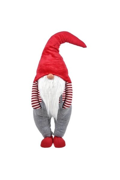 AB HOMES Figurină decorativă de Crăciun 115cm – Gnome cu pălărie roșie și pul...